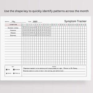 Symptom Tracker Printable, Monthly IBS Symptom Log, Chronic Pain ...