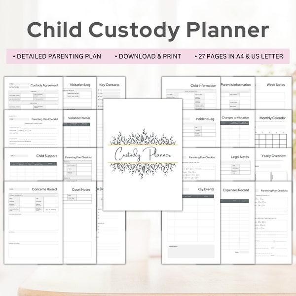 Custody Planner, Child Custody Binder, Single Parent Organizer, Court Case Documentation, Co-Parenting Calendar, Printable Divorce Schedule