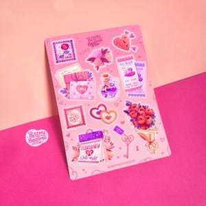 You & me Valentinstag Blumen Herzen Love Brief Stickerbogen