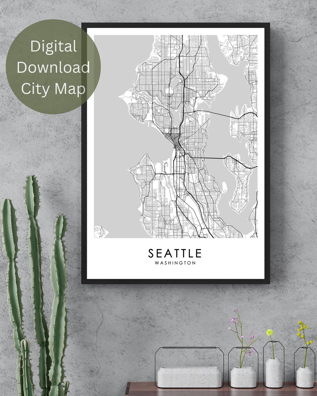 SEATTLE MAP Print Seattle Map Poster Printable Map of - Etsy
