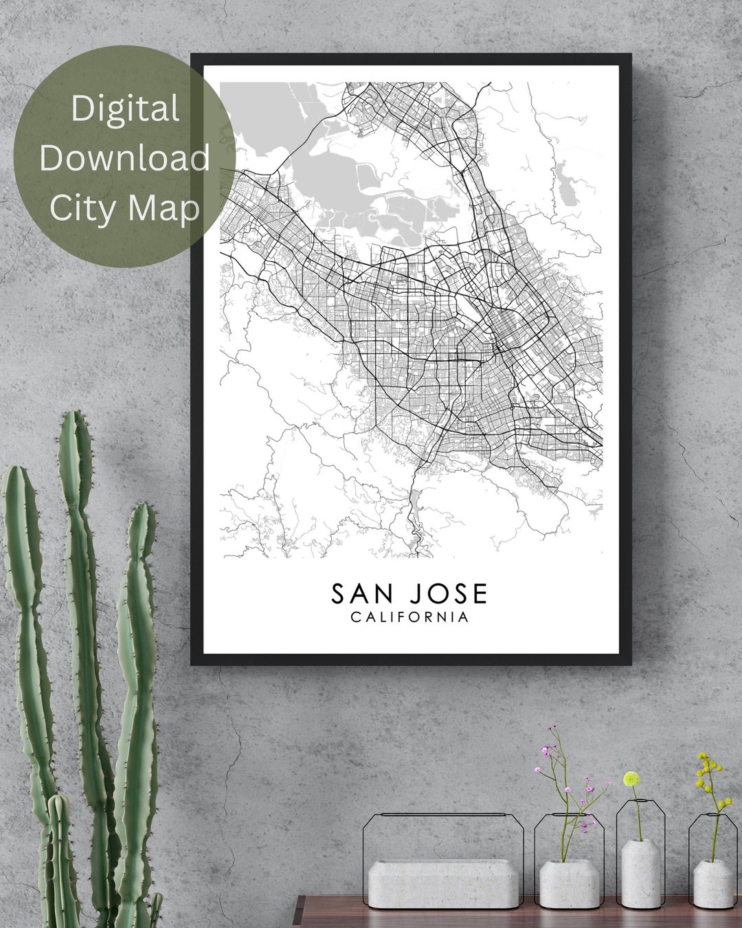 SAN JOSE MAP Print, San Jose Map Poster, Printable Map of San Jose, San Jose Map Gift, San Jose ...