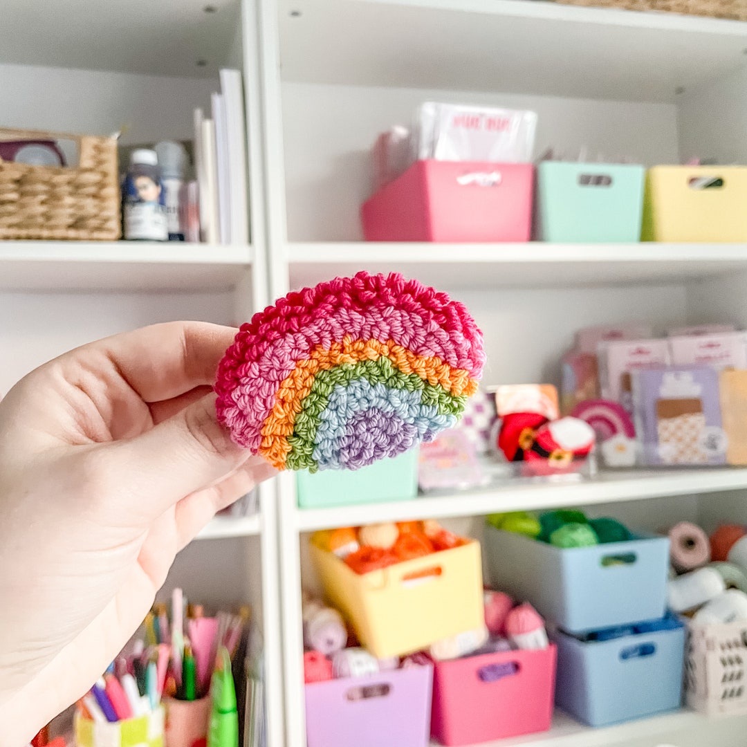 Handmade Hair Clip, Rainbow, Punch Needle, Handmade Hair Barette, Hair