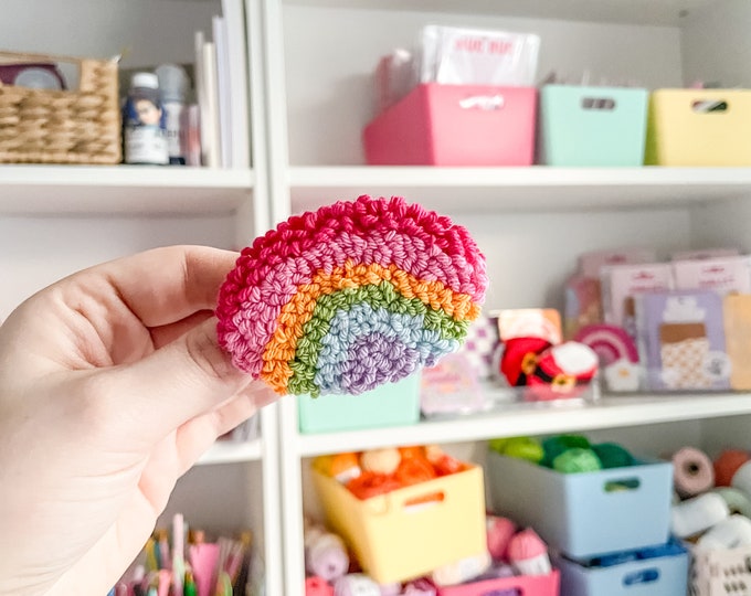 Handmade Hair Clip, Rainbow, Punch Needle, Handmade Hair Barette, Hair Accessories, Unique Hair Accessory