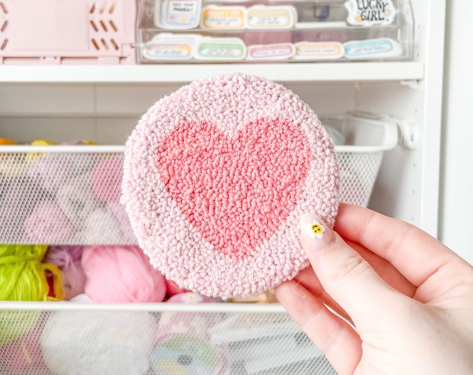 Punch Needle Coaster, Tufted Mug Rug, Cute Home Decor, Cute Gift for Her, Teen Room Decor, Table Decor