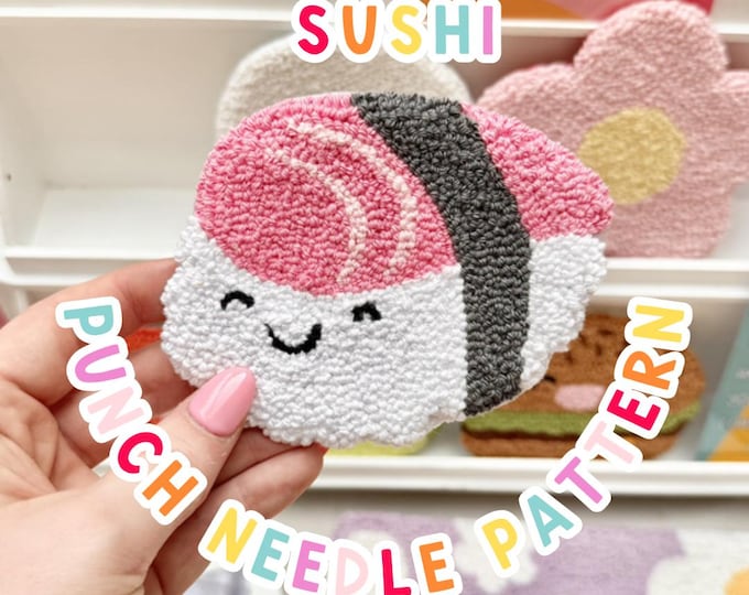 Sushi Punch Needle Pattern, Punch Needle,  PNG Pattern, Yarn Art