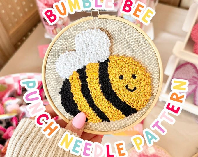 Bumble Bee Punch Needle Pattern, Punch Needle,  PNG Pattern, Yarn Art