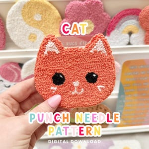 Cat Punch Needle Pattern, Punch Needle,  PNG Pattern, Yarn Art