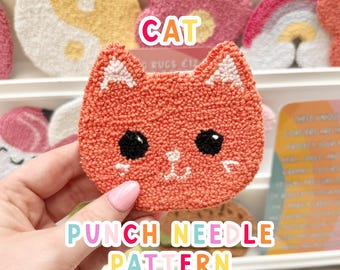 Cat Punch Needle Pattern, Punch Needle,  PNG Pattern, Yarn Art