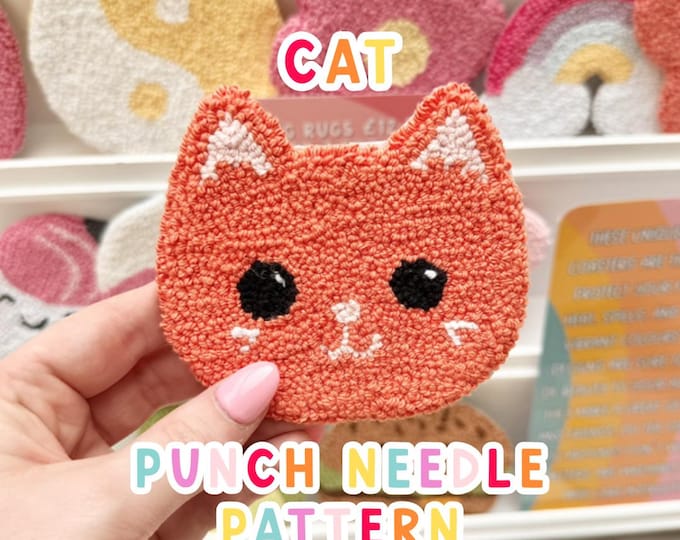 Cat Punch Needle Pattern, Punch Needle,  PNG Pattern, Yarn Art