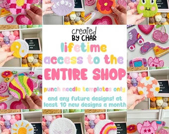 Trendy Punch Needle Template Bundle, Entire Shop PNG Bundle, Lifetime Files, Aesthetic Punch Needle, Punch Needle Templates