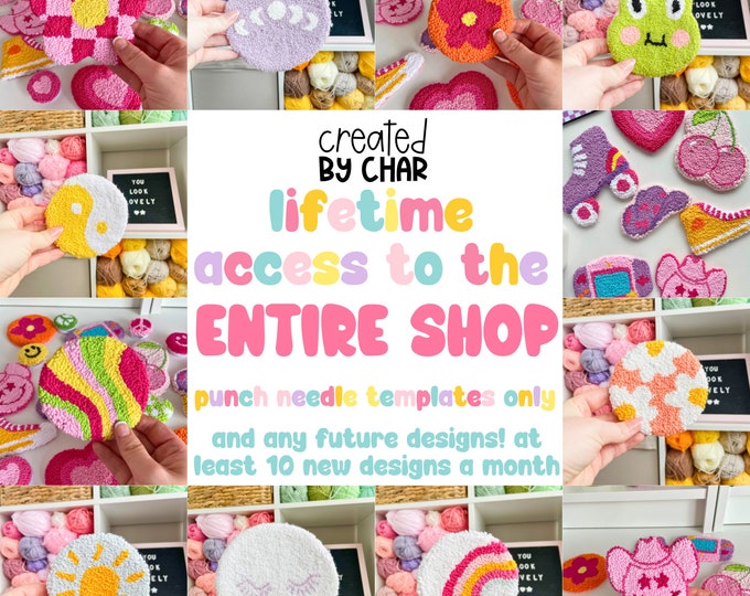 Trendy Punch Needle Template Bundle, Entire Shop PNG Bundle, Lifetime Files, Aesthetic Punch Needle, Punch Needle Templates
