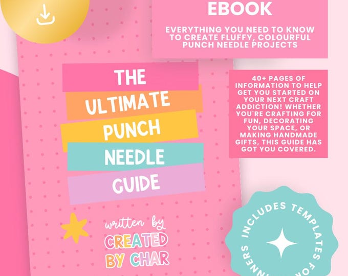 Beginner Punch Needle Guide eBook | Step-by-Step Tutorial, Patterns & Tips for Punch Needle