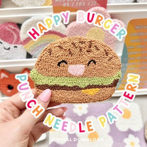 Burger Punch Needle Pattern, Punch Needle,  PNG Pattern, Yarn Art