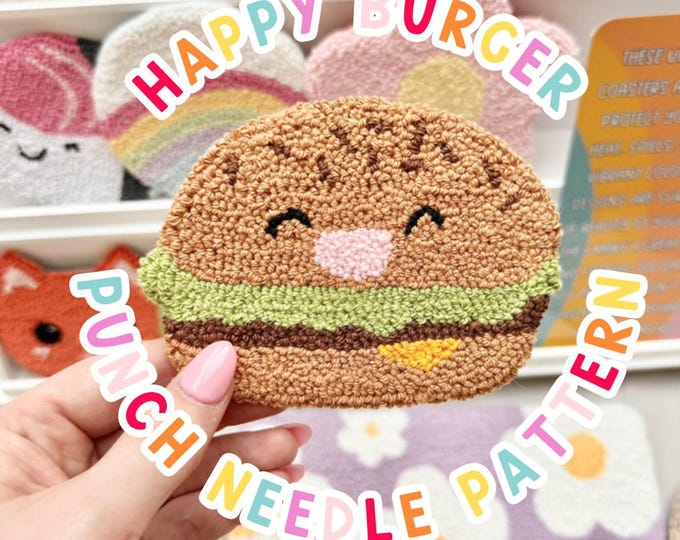 Burger Punch Needle Pattern, Punch Needle,  PNG Pattern, Yarn Art