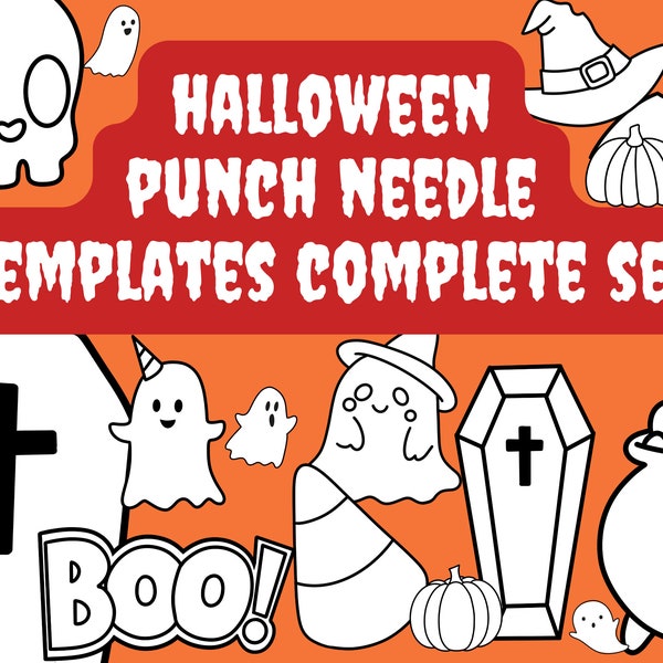 Spooktacular Halloween Punch Needle Digital Templates - DIY Embroidery Patterns for Punch Needle Enthusiasts - 18 DESIGNS INCLUDED