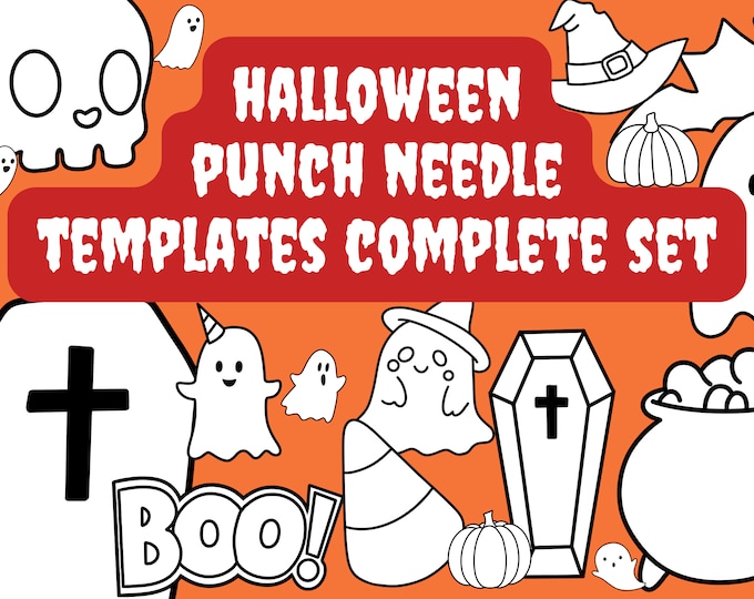 Spooktacular Halloween Punch Needle Digital Templates - DIY Embroidery Patterns for Punch Needle Enthusiasts - 18 DESIGNS INCLUDED