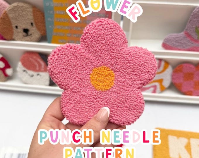Daisy Flower Punch Needle Pattern, Punch Needle,  PNG Pattern, Yarn Art
