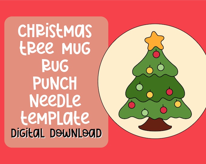 Christmas Punch Needle Template, Mug Rug for Yarn Art #PunchNeedlePattern