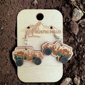 Off Road Jeep Wood Earrings