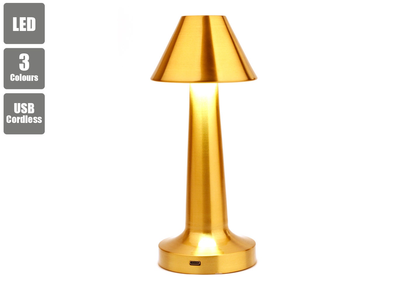 Cordless Table Lamp Rechargeable Battery 3200mAh Metal Aluminum Housing