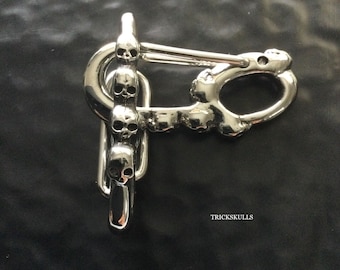 2 Skull Clips Carabiner Keychain Wallet Chain Hook 316 Stainless Accessories