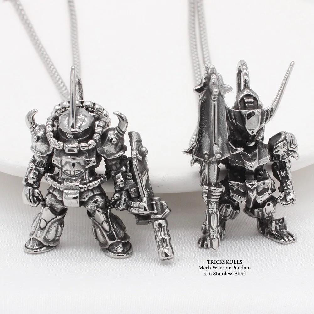 Mech Handkey Chain Mech Warrior Alien Space Robot Anime Gaming Stainless Pendant Custom ...