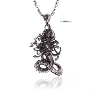 Medusa the Serpent Goddess Modern Vintage Retro Pendant w 60cm Round Box Chain