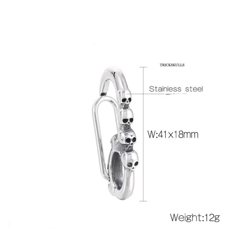 Skull Clip Carabiner Keychain Wallet Chain Hook 316 Stainless