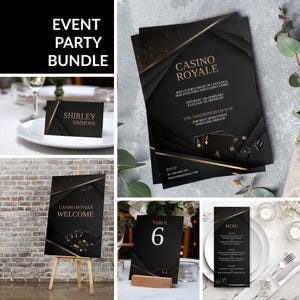 Casino Royale-feestbundel: 7 digitale sjablonen (bewerkbaar)