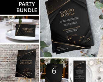 Kasino Royale Party Bundle: 7 Digitale Vorlagen (bearbeitbar)