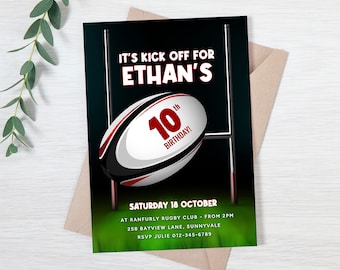 New Zealand Rugby Birthday Invitation, Sports Party Invite, Editable Template (Digital Download)