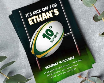 South Africa Rugby Birthday Invite: Editable Template (Digital Download)