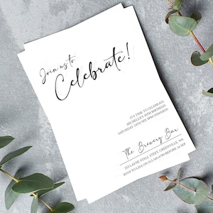 Minimalistic Party Invitation, Black and White Birthday Invite, Birthday Party Invite, Editable Template, Instant Download, Digital Download