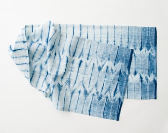 Linen Runner | Indigo "Diamond Stripes" | Naturally Dyed Handmade Table Linens for Any Occassion
