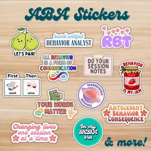 ABA-stickers ~ Stickerbundel toegepaste gedragsanalyse, BCBA- of RBT-cadeau, speciaal onderwijs en therapeutmerchandise