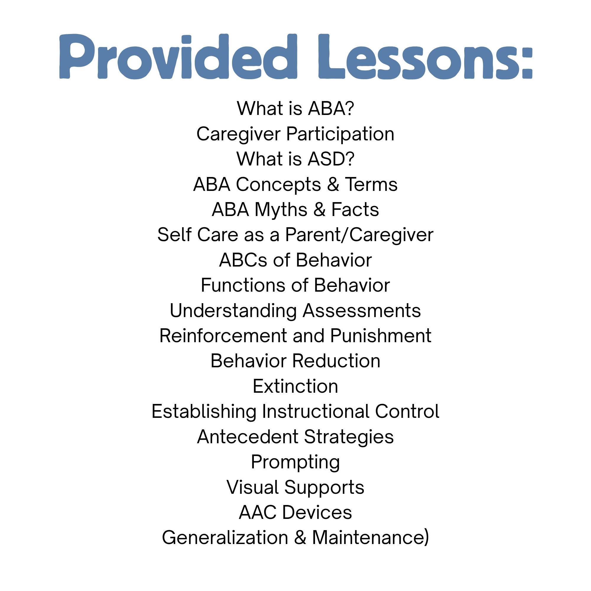 ABA Parent Training Curriculum - 18 Lessons - Etsy