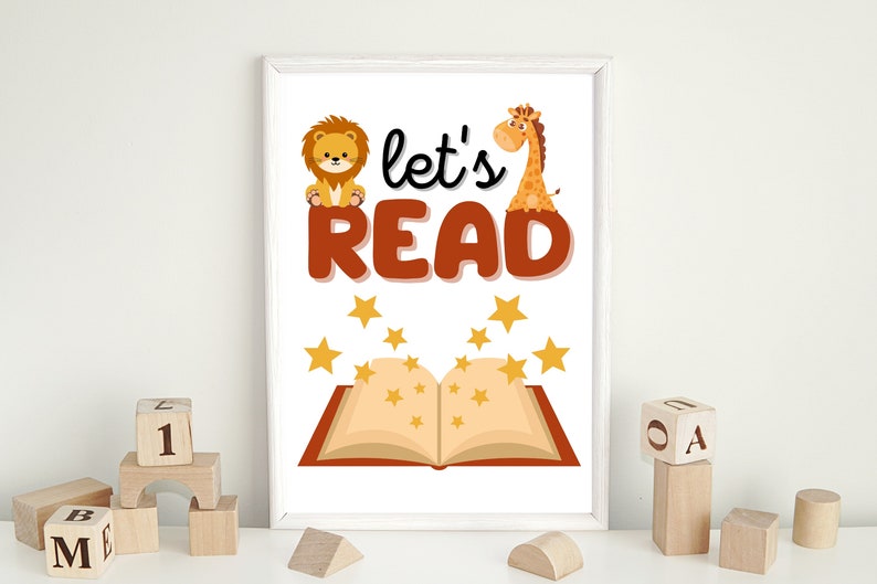 Let's Read Poster.pdf LET'S READ Wall Art, Kids Decor, Printable Poster, Bedroom Playroom ...