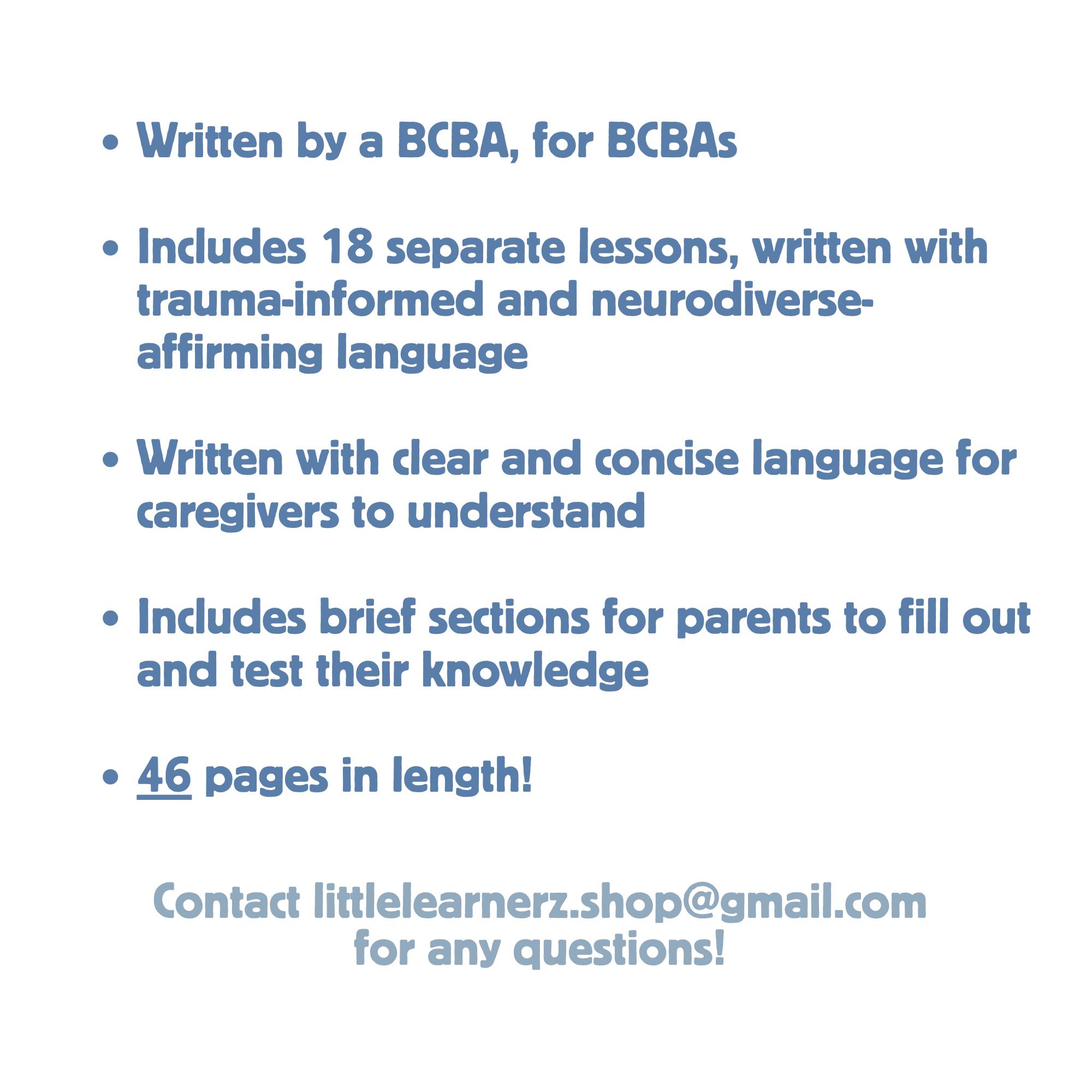 ABA Parent Training Curriculum - 18 Lessons - Etsy