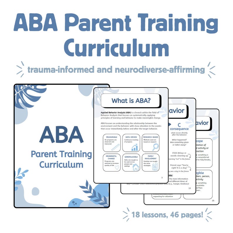 ABA Parent Training Curriculum - 18 Lessons - Etsy