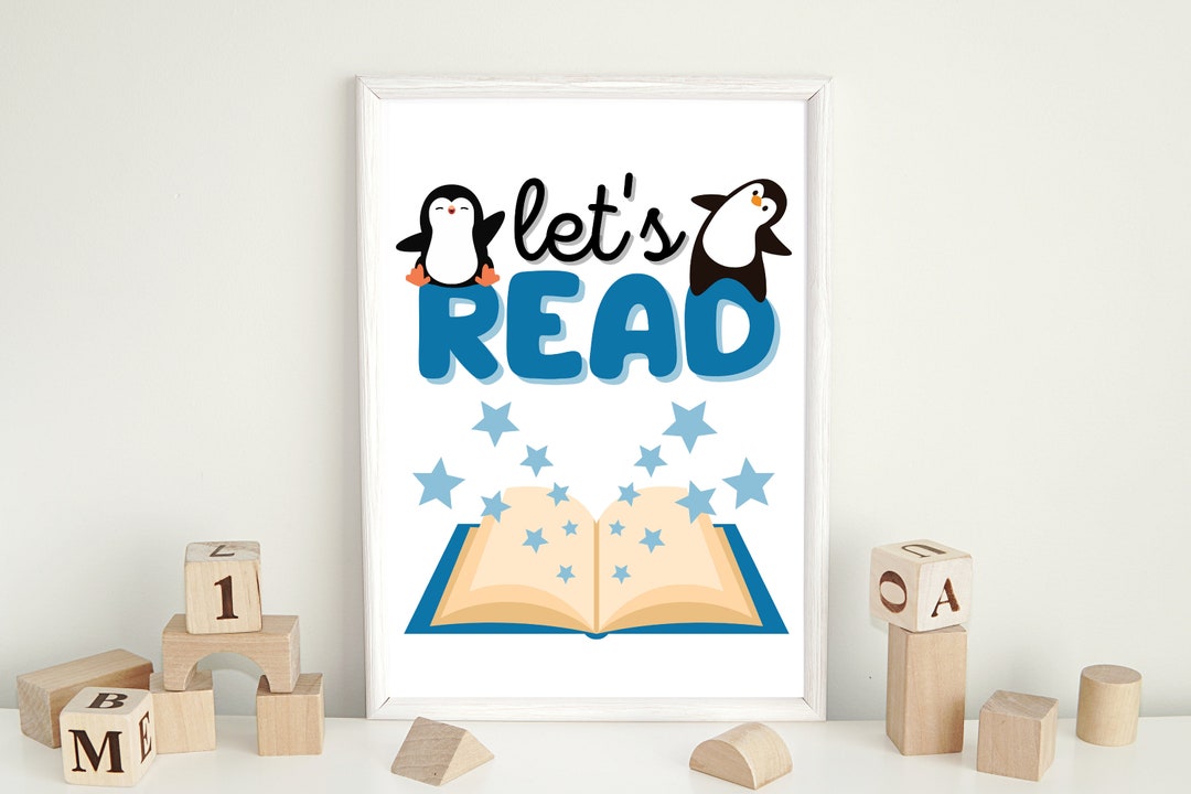 LET'S READ Wall Art, Kids Decor, Printable Poster, Bedroom Playroom Library, Digital Download - Etsy