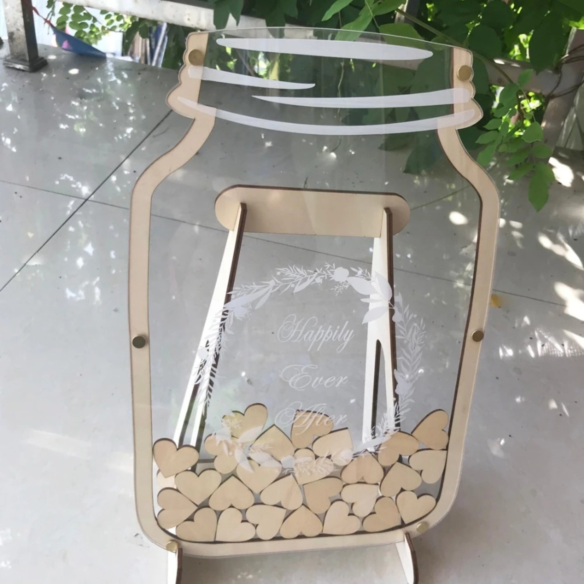 Milk Bottle Wedding Customized Wooden Signature Box Garden Wedding Party Heart Drop Box Rustic Wedding Table Decor
