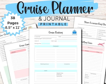Cruise Organizer, Cruise Planner,  Cruise Planning, Printable Cruise Planner, Cruise Journal, Cruise Printable, Cruise checklist, Cruise