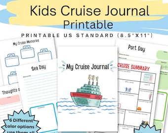 Kids cruise journal, printable cruise journal for kids, kids travel journal, kids cruise memory book, kids vacation journal, cruise activity