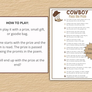 Pass the Prize Cowboy, Cowboy Birthday Party Games, Western Party Game ...