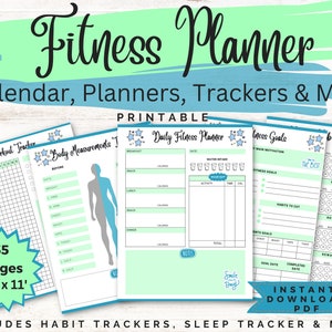 Fitness planner, workout log, printable fitness journal, weightloss journal, workout journal, workout planner, workout tracker, gym journal