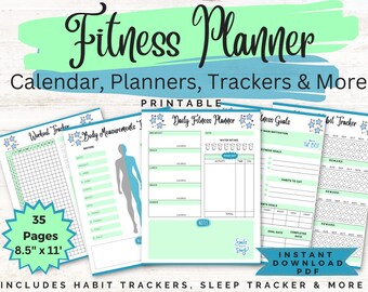 Pianificatore di fitness, registro di allenamento, diario di fitness stampabile, diario di perdita di peso, diario di allenamento, pianificatore di allenamento, tracker di allenamento, diario di palestra