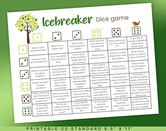 Ice breaker dice game, icebreaker questions, team building activities, family reunion games, get to know you game, team building game