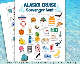 Printable Alaska cruise scavenger hunt for kids and families, cruise ship scavenger hunt, Alaska cruise games, Alaska cruise activity