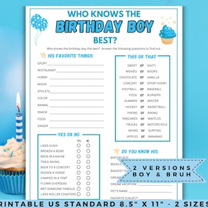 Who Knows the Birthday Boy Best, Printable Party Game