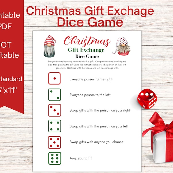 Christmas gift exchange dice game, gift swap game, Christmas dice exchange game, gift exchange game, holiday gift swap, holiday dice game